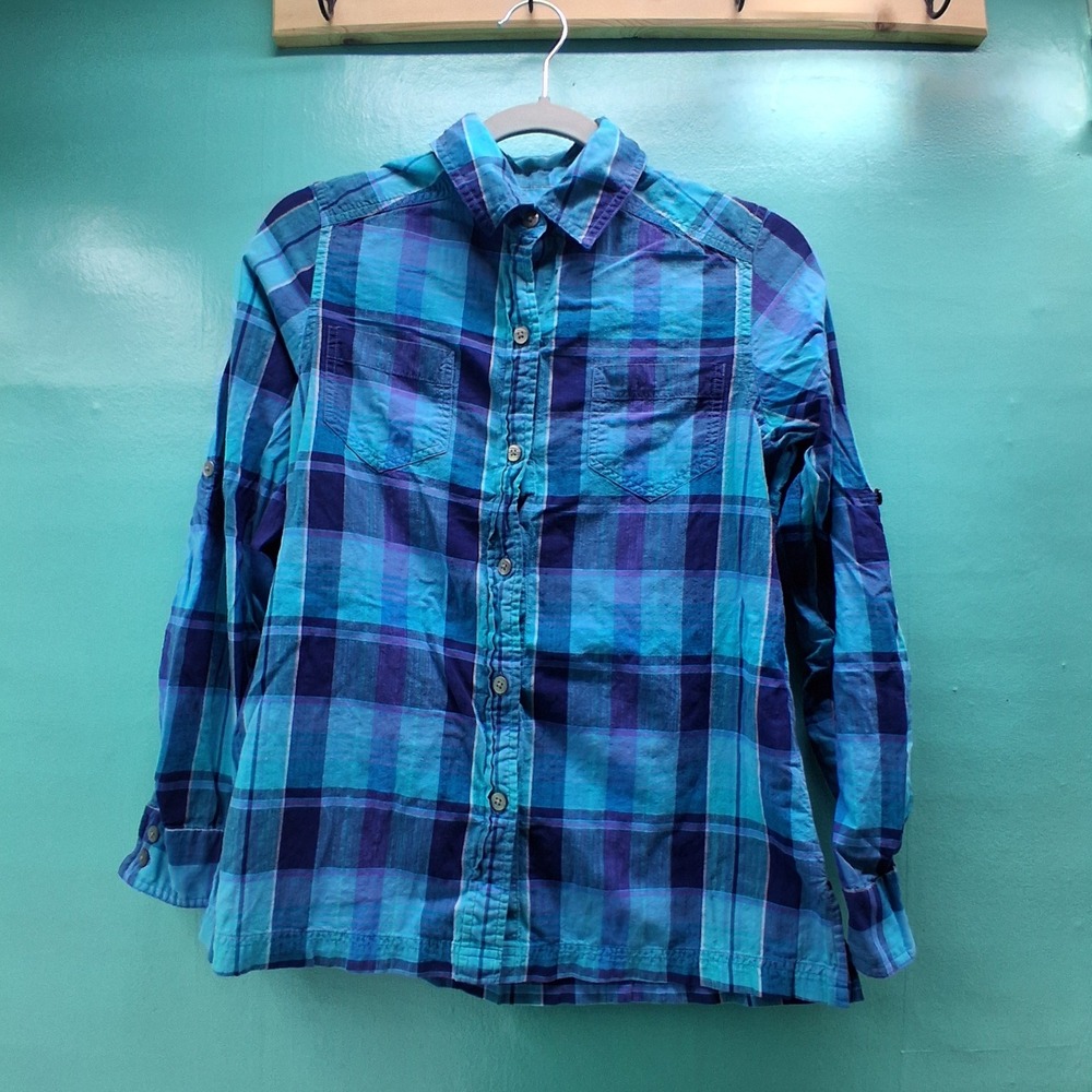 Pendleton Button Down Shirt S Blue Purple Plaid Cotton Roll Tab Gorpcore Z736